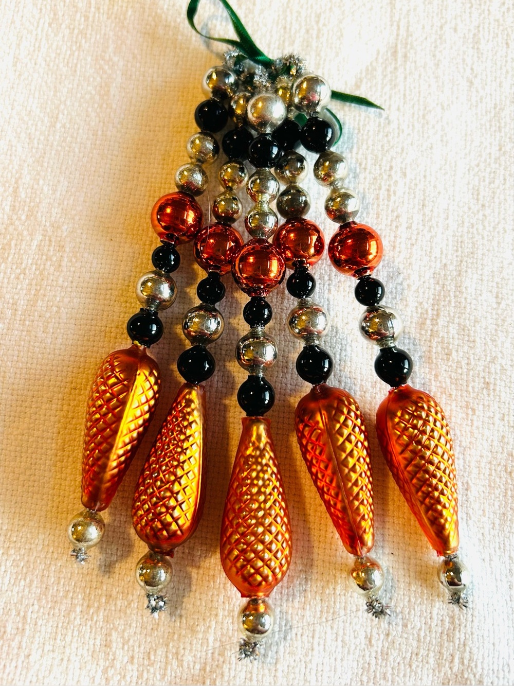 🍁🎃Vintage Repurposed Fall Halloween ornaments, mercury Glass garland bead icicle